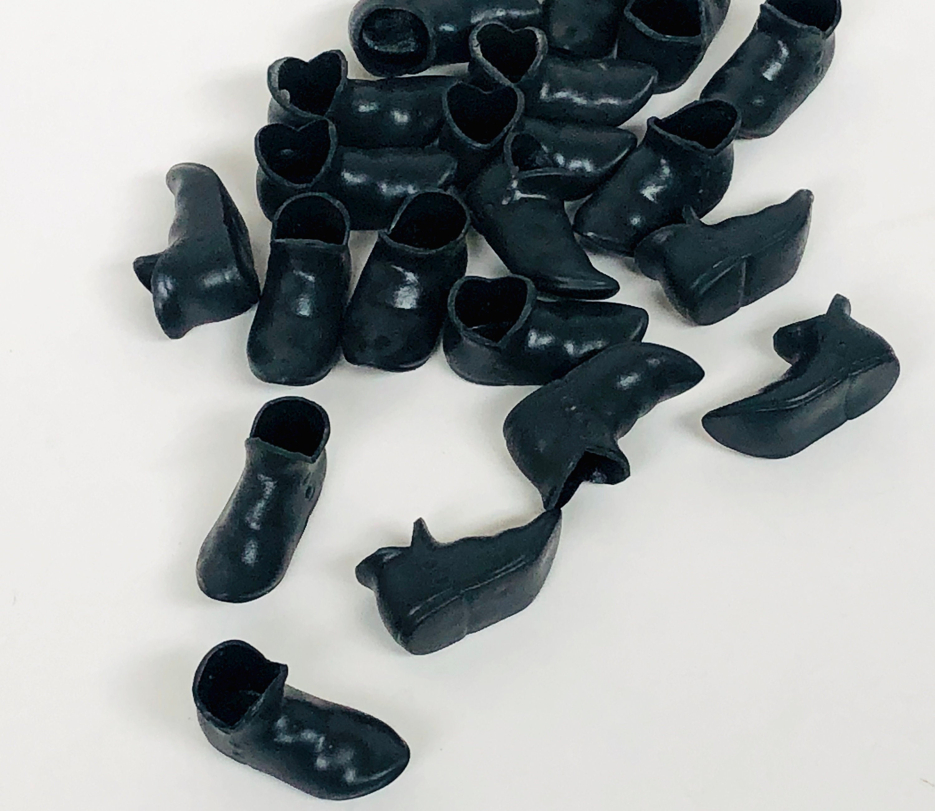 12 Pair Zims Miniature Black Plastic Elf Shoes Doll Etsy