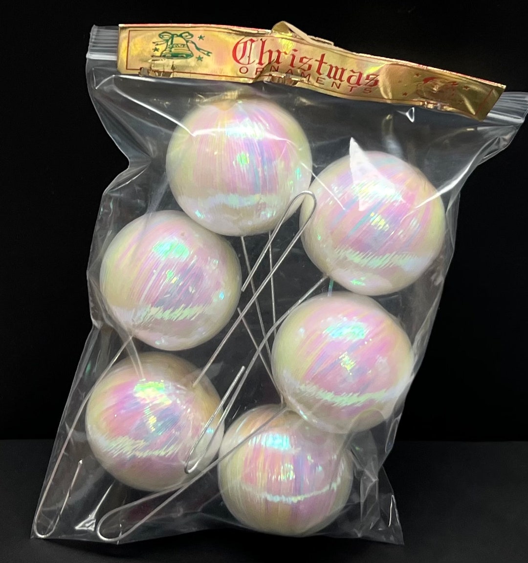 6 Iridescent 21/4 Ball Ornament Picks Pearl Pink White Etsy