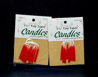 2 Packages(8 Pair) Miniature Red 1-1/2” Tiny Taper Burning Candles -Christmas Decor Holiday Dollhouse Room Box - Just For Keeps’™ Hong Kong