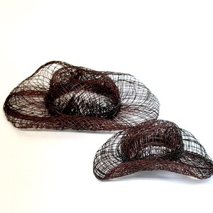 Brown Wool Felt Wide Brim Fascinator Hat Black Sinamay Bow Veil Kentucky Derby Elegant Wide Brim Church Hat with Bow for Kentucky Derby  main image 3