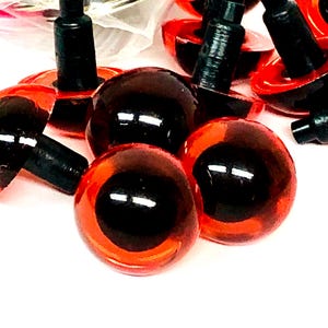 15mm Amber Animal Safety Eyes W/Washers - 18 Pair/36 Pcs - Acrylic/Plastic Teddy Bear Doll Puppet - Taiwan - NOS Vintage Sew