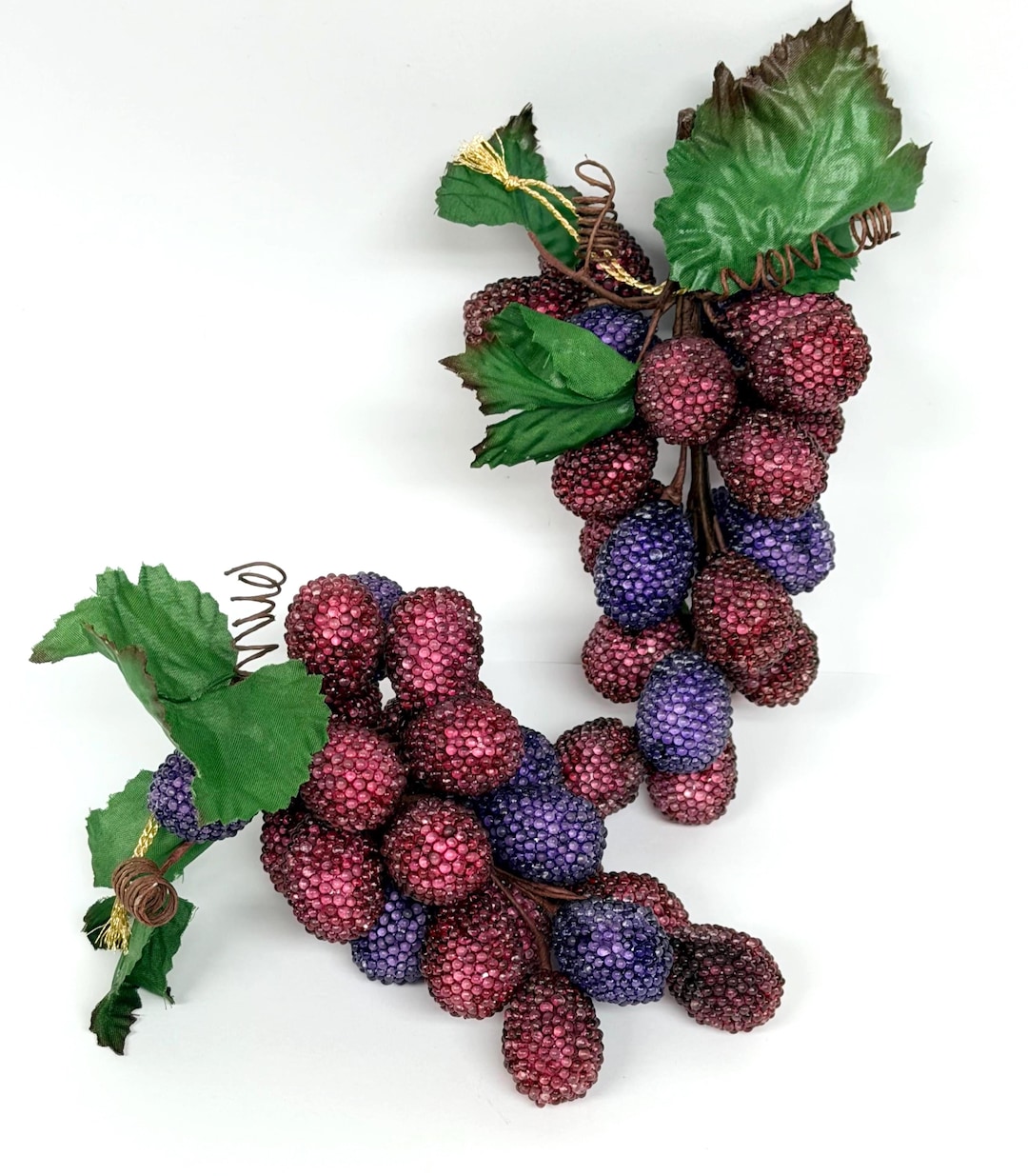 Artificial Beaded Grape on Vine Clusters X 2 – Frosted/sugared