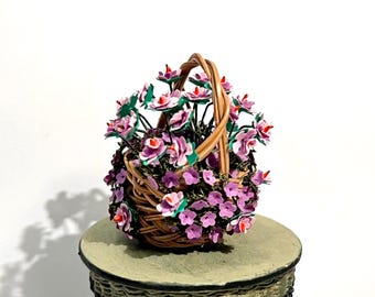 ミニチュアカーネーションフラワーバスケット ミニチュアフラワー