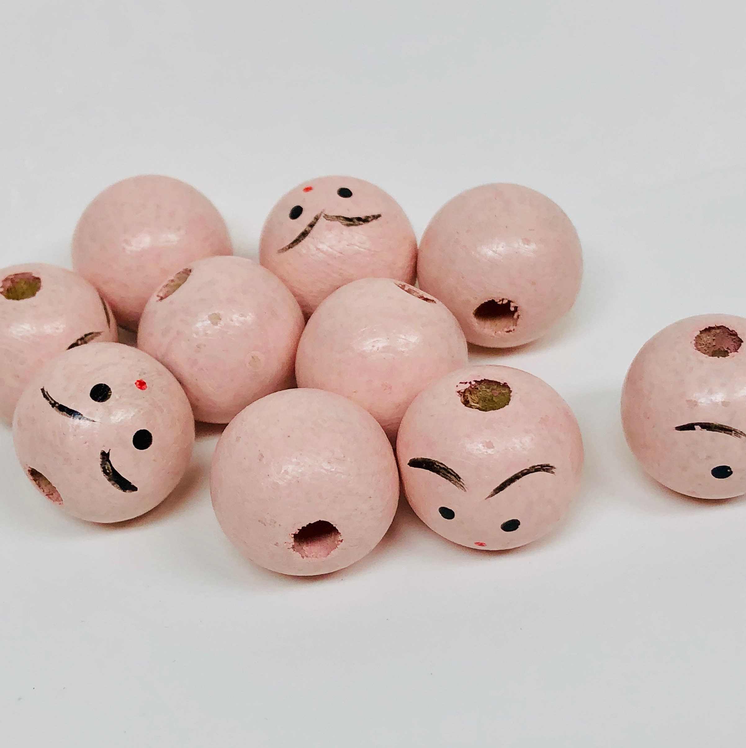 50 Pale Wood Hand Made Beads