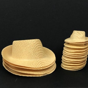 4 LARGE Straw Fedora Hats Miniature 