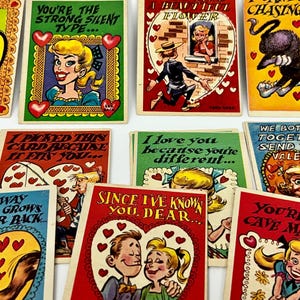 Cartes à collectionner vintage Topps Saint-Valentin - ©T.C.G. c. 1959 - Humoristique, drôle, sarcastique, blague - éphémères de collection - collages, etc.