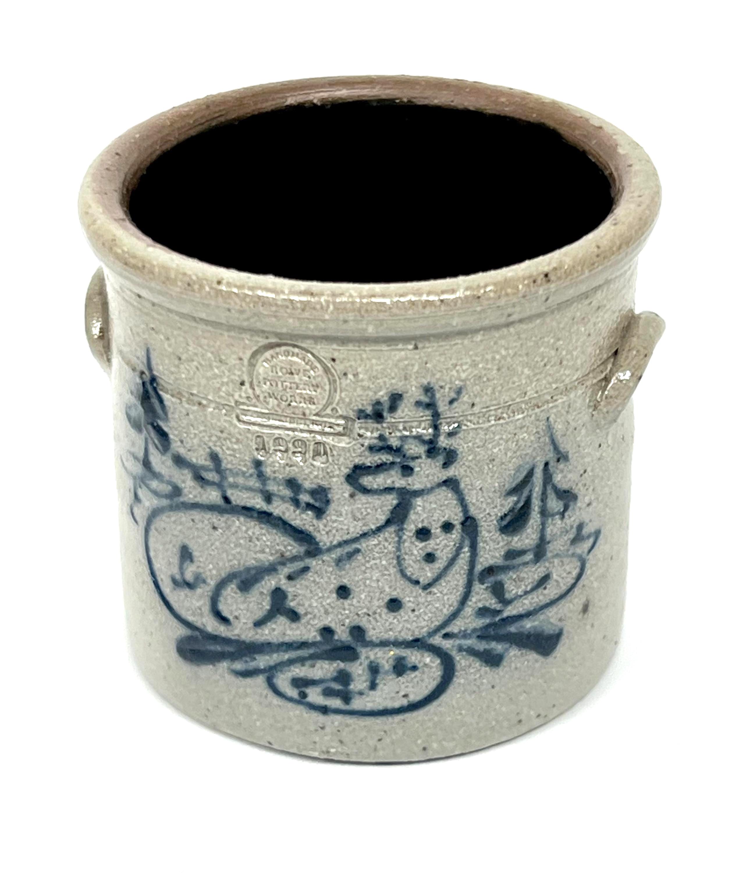 Miniature Vintage Rowe Pottery Works Salt Glaze Stoneware Crock