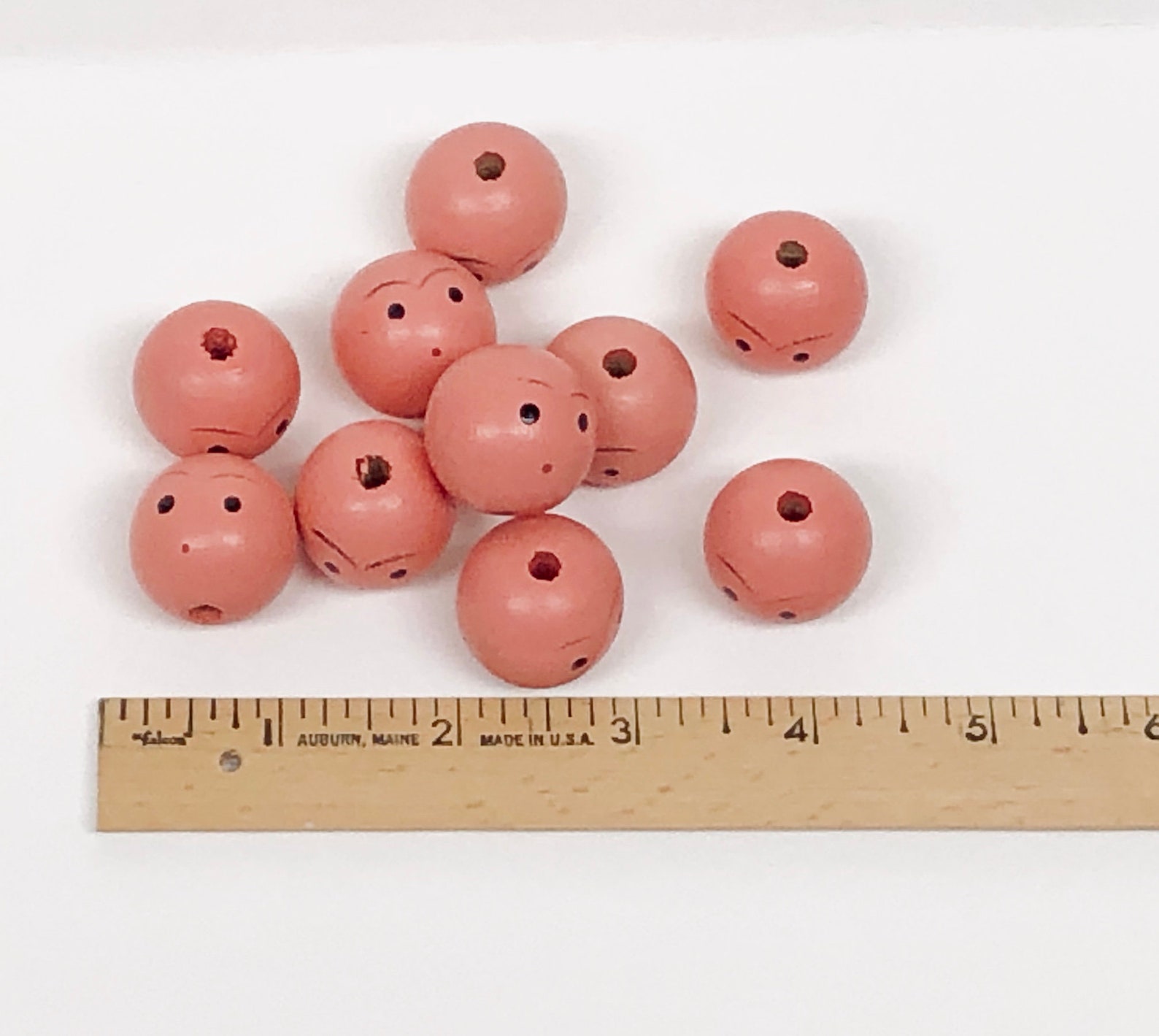 10 Painted Face 25mm Wooden Bead Heads Miniature Doll Thru Etsy