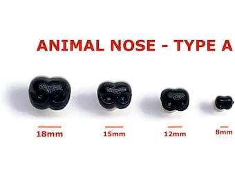 Nez d'animaux vintage en plastique noir - Type A - Pièces pour poupées japonaises (8-18 mm)