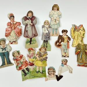 Lot de poupées en papier publicitaire ancien vintage/antique - Fil à coudre Biscuit pour cartes à collectionner - Éphémères - Victorien - Scrapbooking, Collage, Art, etc.