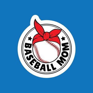 Baseball Mom, Water bottle, car, window, laptop, waterproof glossy sticker