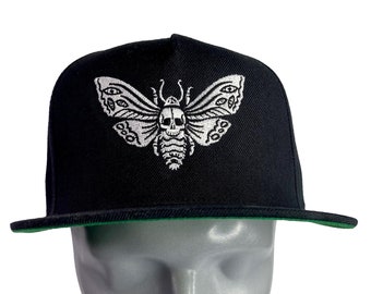 Death's-Head Moth Embroidered Five Panel Snapback Cap