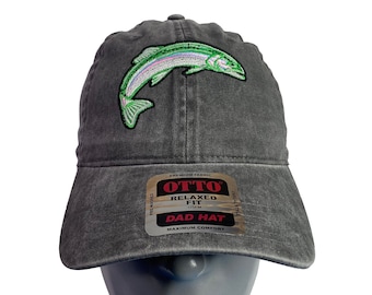 Rainbow Trout Low profile Embroidered hat, dad hat.