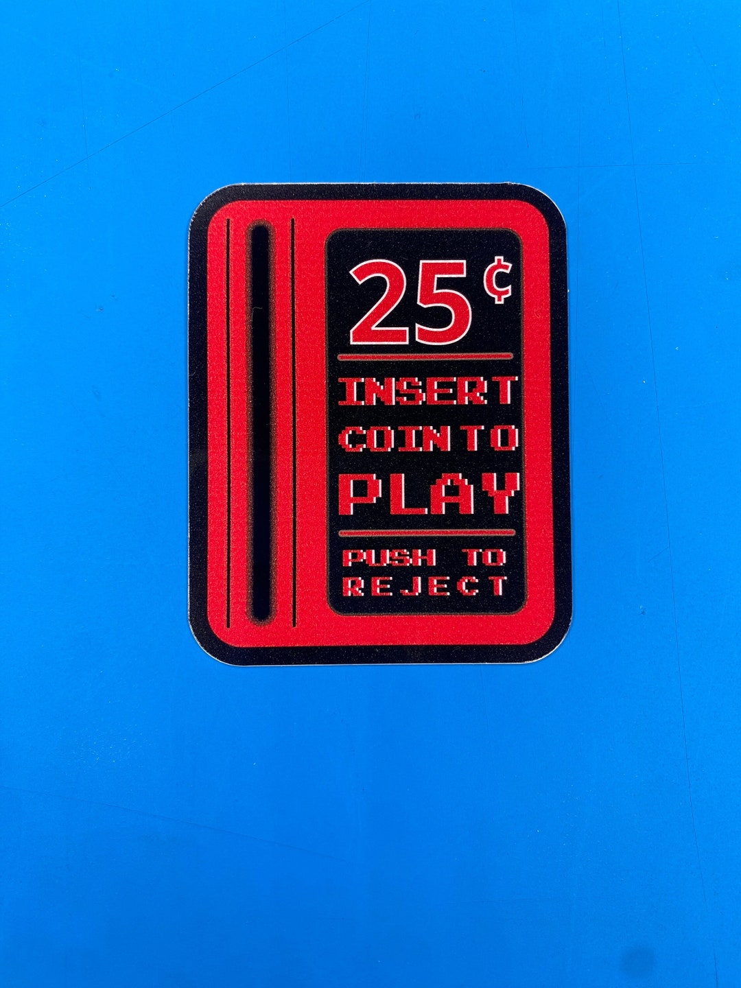 Retro Gaming Insert Coin to Play Arcade Old School Sticker Waterproof ...