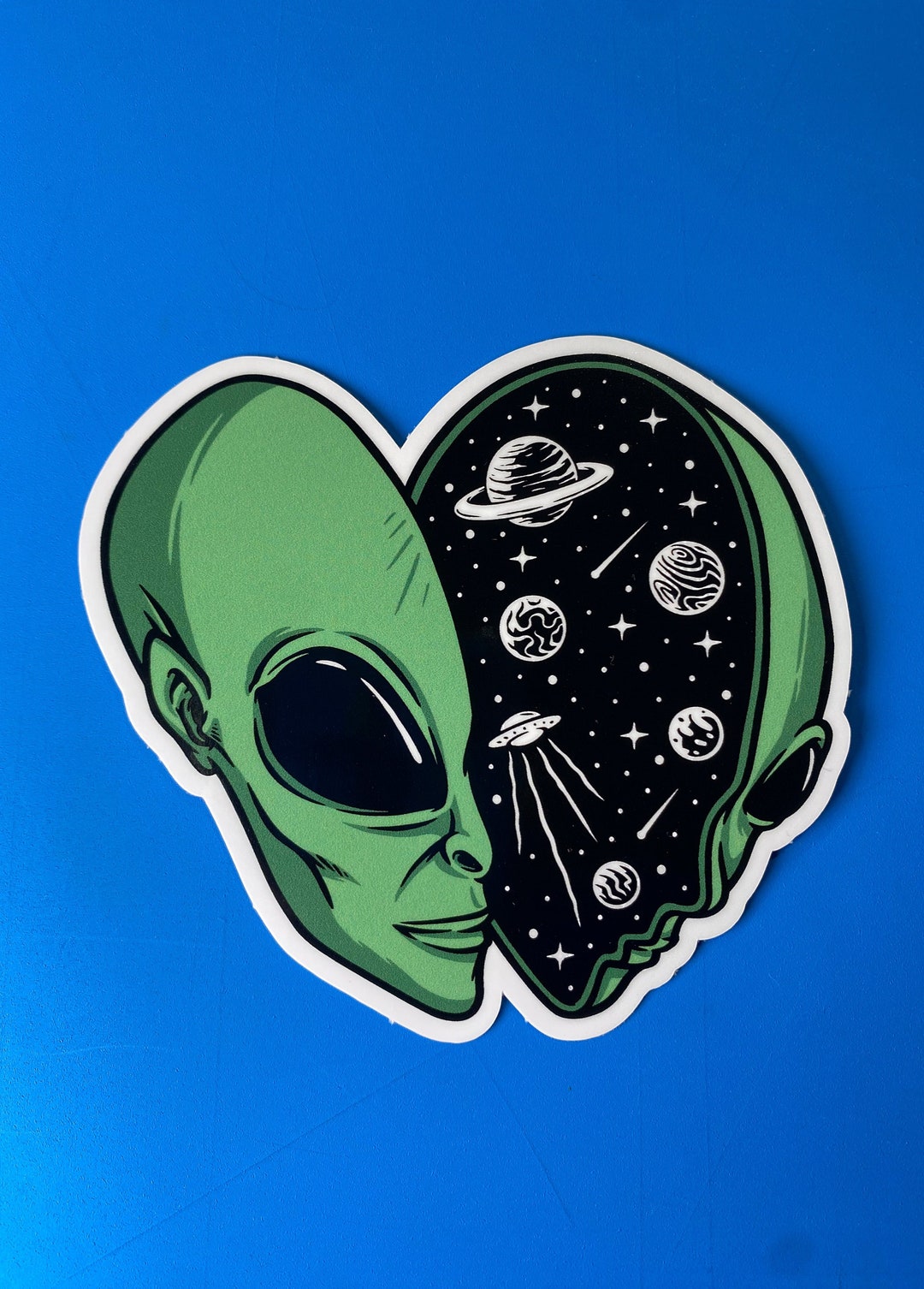 Alien Head, Split Open With Space Inside. Laptop Sticker, Car Sticker ...