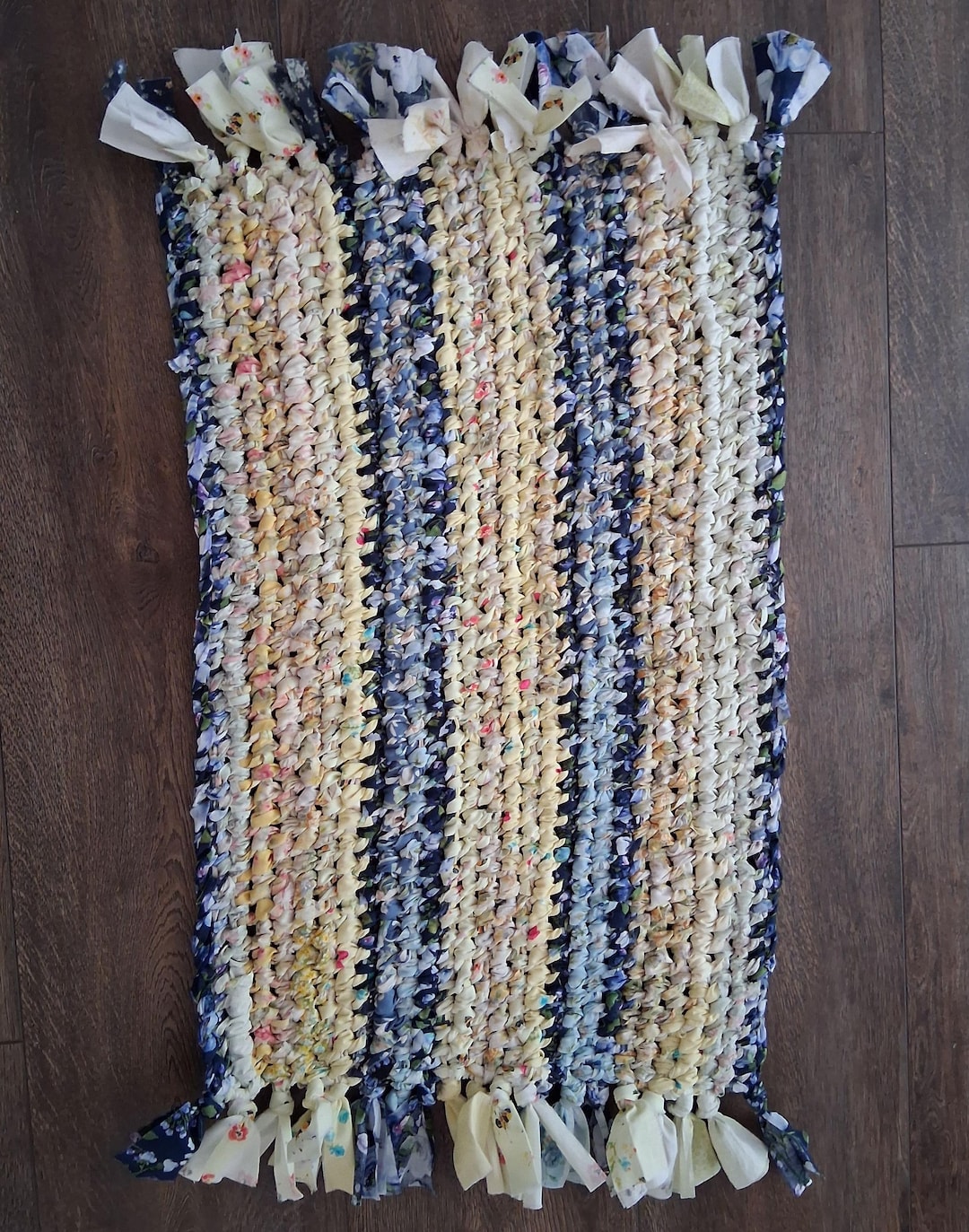 Tectangle Toothbrush Rug Primitive Toothbrush Rag Rug - Rectangle,blues and Creams - Etsy
