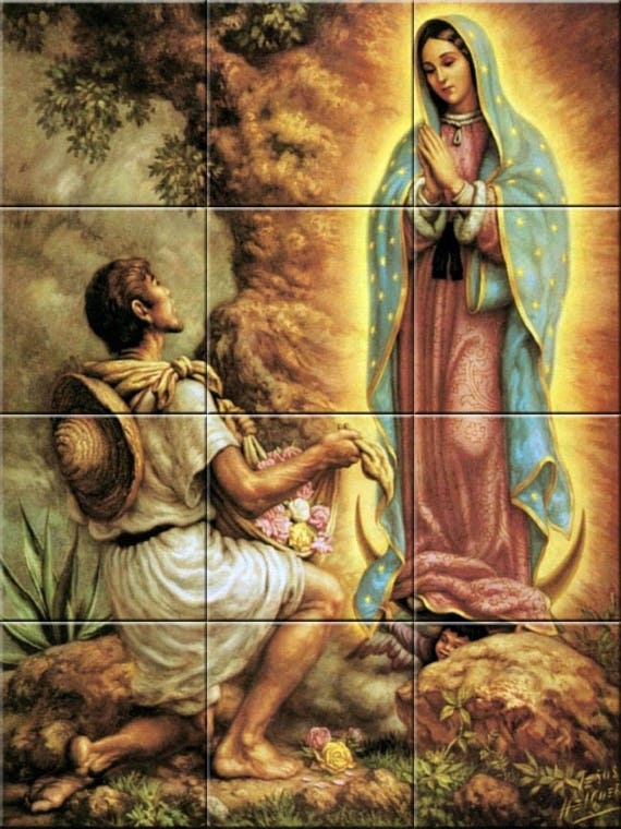 Virgin Mary W Angels Virgin De Guadalupe Sticker Decal Virgin Mary Virgin Mary Tattoo Blue Roses