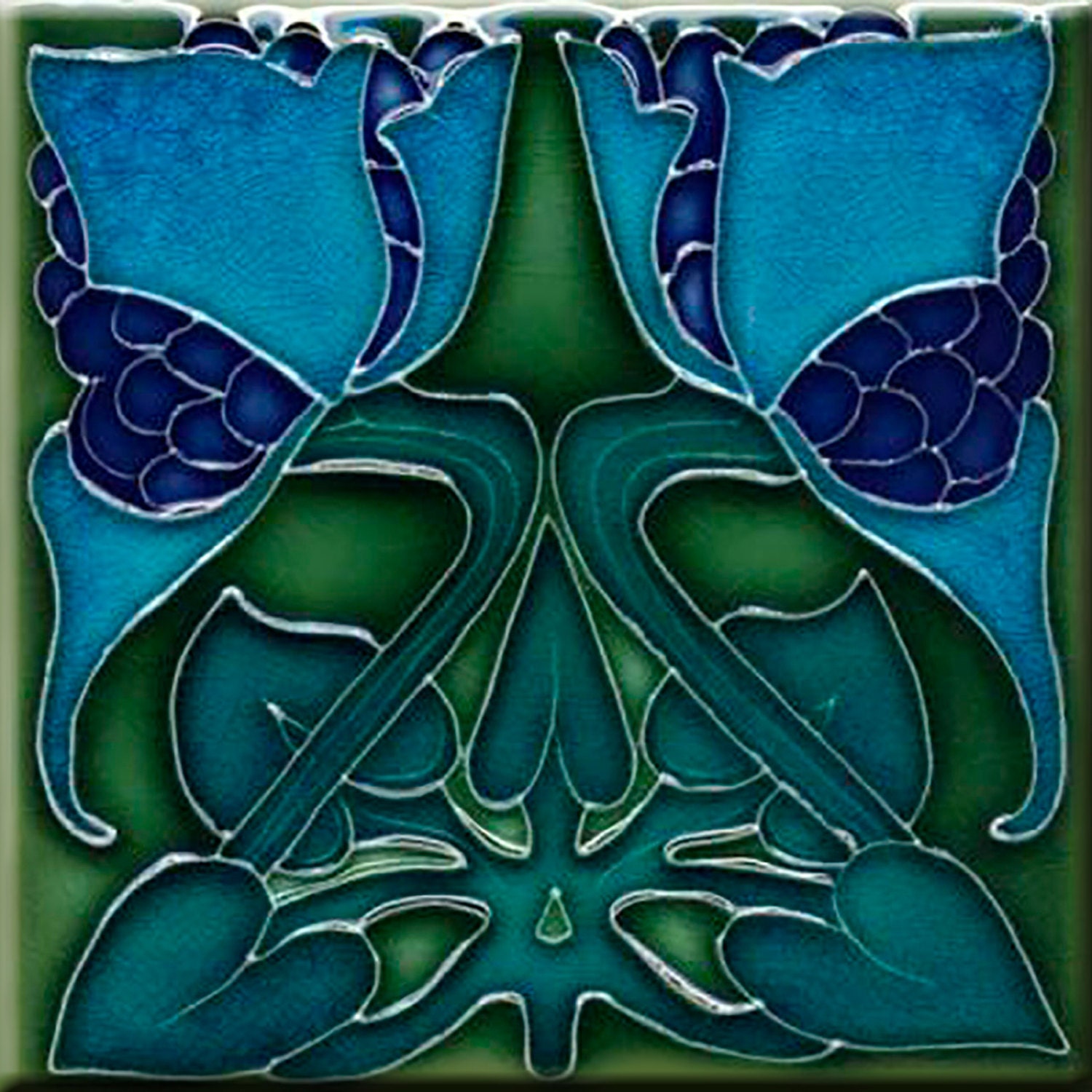 Art Nouveau decorative Ceramic tile 6 X 6 Inches 231 Etsy