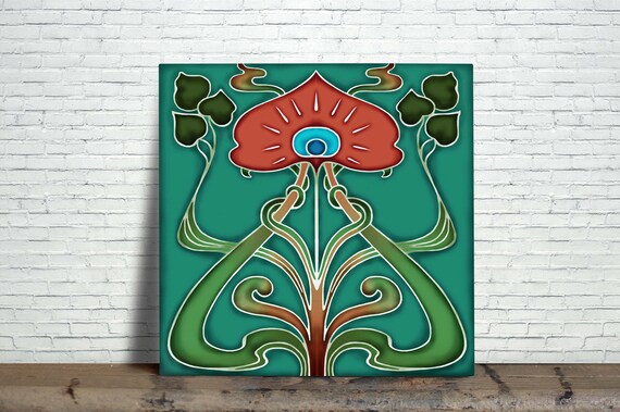Art Nouveau Reproduction Decorative Fireplace Coaster Ceramic Etsy