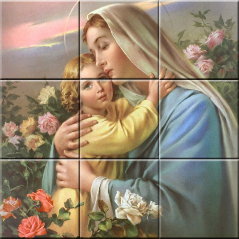 Virgin Mary Religious Ceramic religious decorative Tile Murals | Etsy