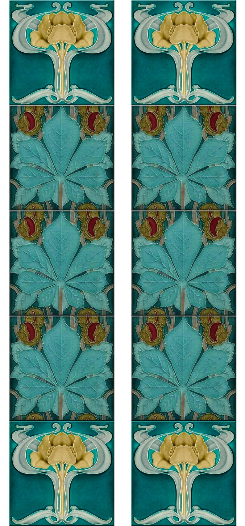 Fireplace Set Tile Ceramic Art Nouveau Illustration Reproduction #10