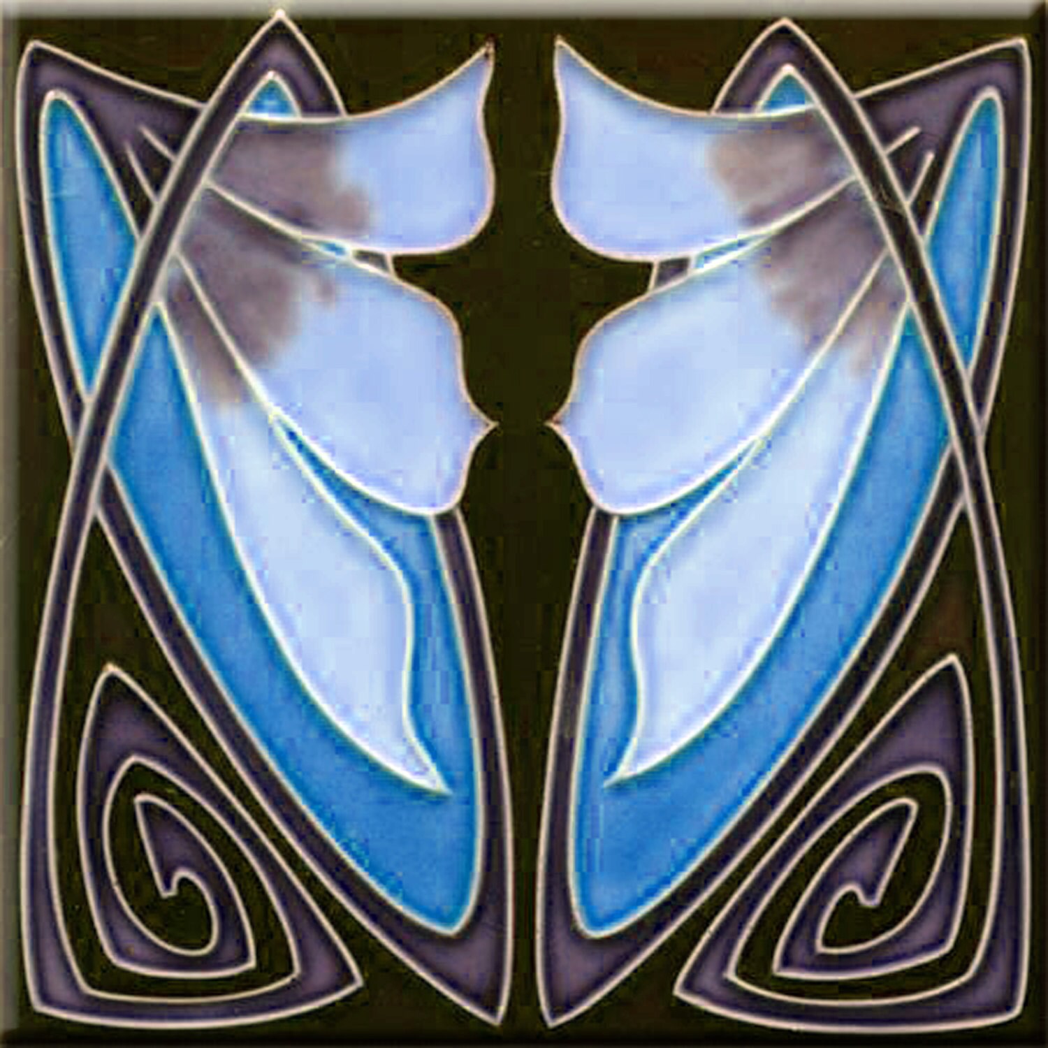 Art Nouveau decorative Ceramic tile 6 X 6 Inches 174 Etsy