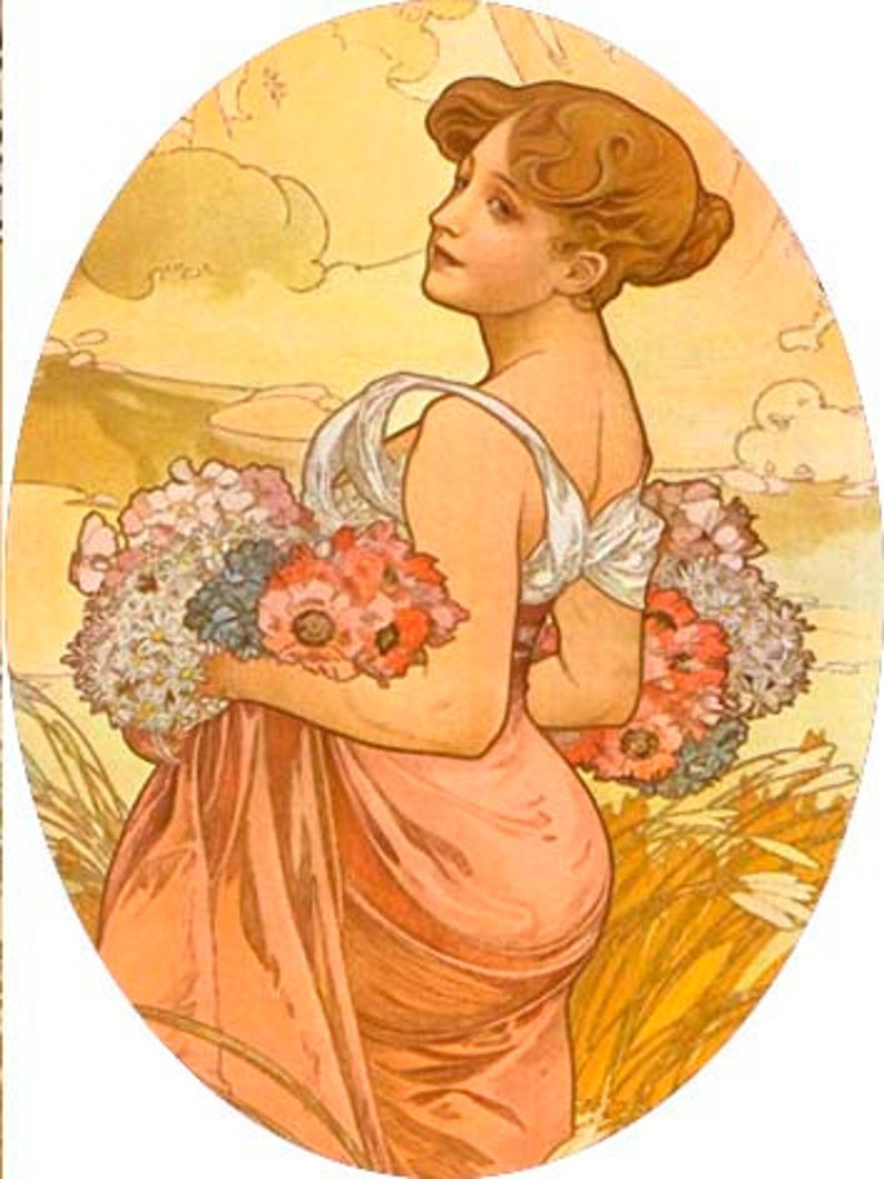 Download Art Nouveau Deco Alphonse Mucha digital collage sheet 36 ...