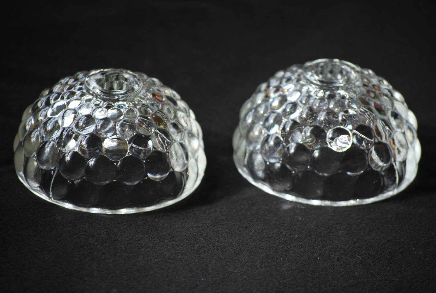 Vintage Clear Glass Bubble Dome Candle Holders. Pair. Etsy