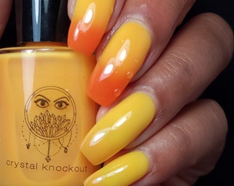 Orange to Yellow Thermal Color Changing Nail Polish, Sheer Nail Art, Crystal Knockout, Last Glaze of Summer, Gifts For Her (15mL Full Size)