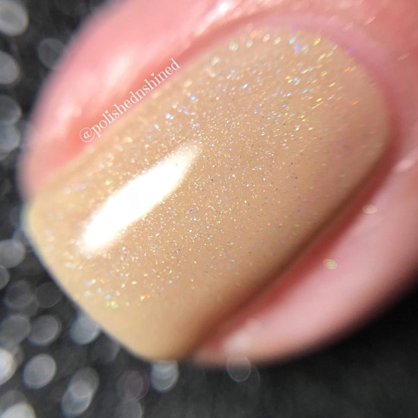 Nude Neutral Beige Tan Nail Polish - Bridal Wedding Nail Polish - Holographic Indie Nail Polish - Ethereal Elegance Crystal Knockout - 15mL