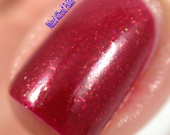 Red Nail Polish - Deep Apple Red w/ Gold Shimmer - Persephone's Pomegranate from the Greek Underworld Collection (15 mL Full Size)