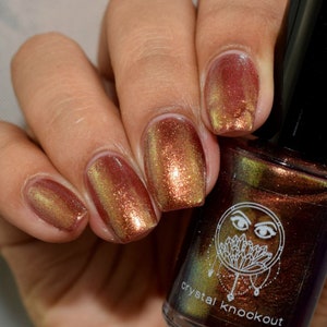 Bronze Gold Nail Polish, Multichrome Chameleon, Copper Shimmer, Crystal Knockout, Glamping, Gifts For Her (15mL Full Size)