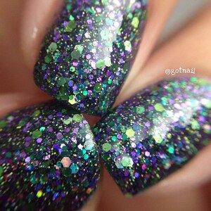 Purple Nail Polish, Deep Purple Green Holo Glitter Jelly, All Night Glow Stick From Crystal