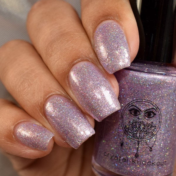 Light Purple Nail Polish, Lavender Shimmer, Holographic, Crystal Knockout, In Fairy Matrimony, Gifts For Her (15mL Full Size)