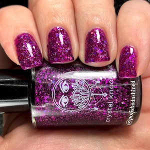 Purple Nail Polish, Violet Purple Holo Glitter Jelly, Booya! Bikini from the Crystal Knockout Slammin' 90s Summer Collection (15mL Full Size