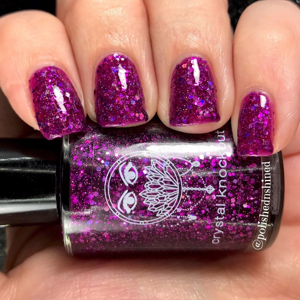 Purple Nail Polish, Violet Purple Holo Glitter Jelly, Booya! Bikini from the Crystal Knockout Slammin' 90s Summer Collection (15mL Full Size