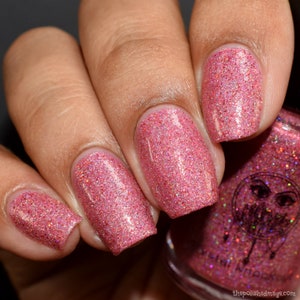 Pink Red Nail Polish - Vegan, Reduced Chemical - Crystal Knockout - Hurricane Party Collection - Bling Holographic - Glitter Nail Polish