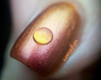 Orange Copper Gold Multichrome Nail Polish - Color Shifting Shimmer - Greek Underworld - Crystal Knockout (15 mL Full Size)