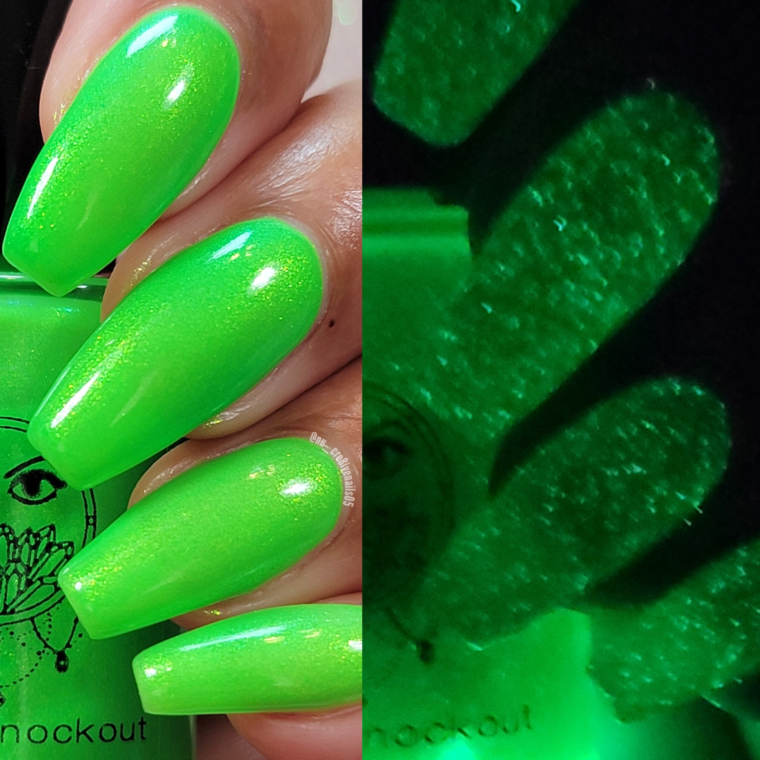 Neon Green Glow in the Dark Nail Polish, Bright Green Gold Shimmer, Crystal  Knockout, Throwback Block Party, Festival Wear 15ml Full Size -  Hong  Kong