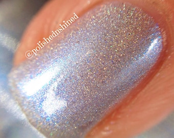 Pale Blue Nail Polish, Linear Holographic, Ice Blue, Crystal Knockout, Fantasy Nymphs, Gifts For Her (15mL Full Size)
