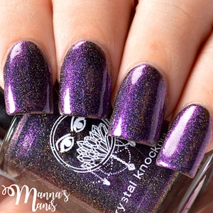 Black Nail Polish Linear Holo Black Purple Glitter Specters of the Sky from Crystal Knockout The Wild Hunt Collection 15mL Full Size image 2