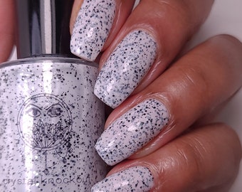 White & Black Crelly Nail Polish, Matte Black Glitter, Crystal Knockout, Crystal Collision, Gifts For Her (15mL Full Size)