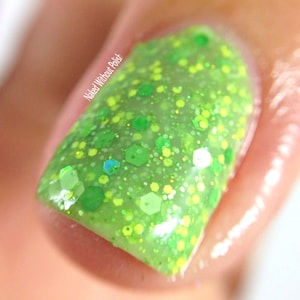 Bright Apple Green Jelly Glitter Nail Polish - Crystal Knockout - Storyteller Magic Collection (15mL Full Size)