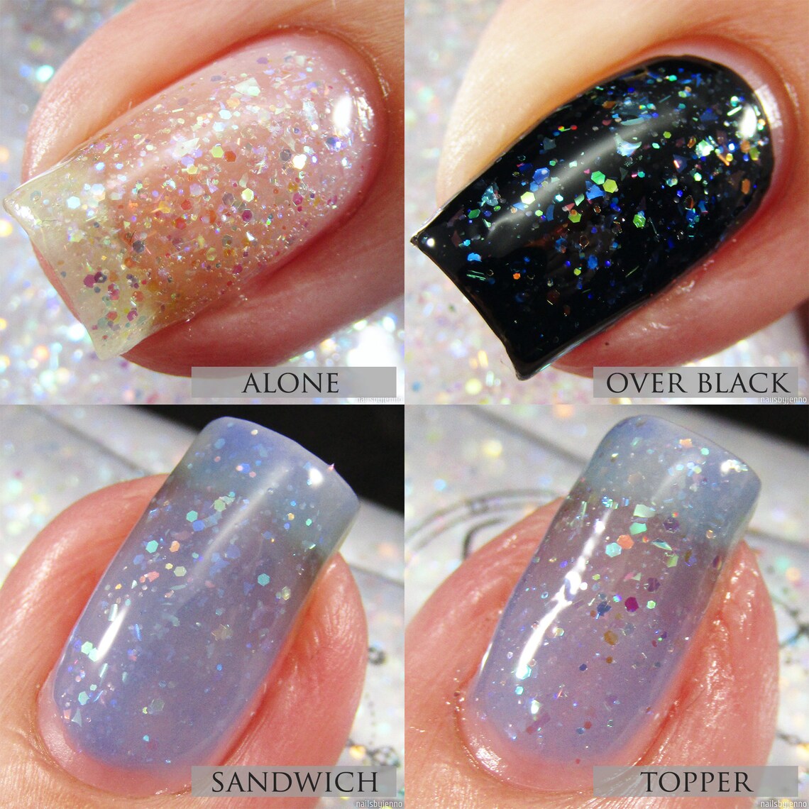 White Iridescent Glitter Nail Polish Glitter Topper Rainbow Etsy