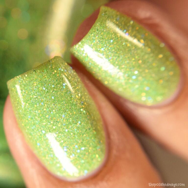 Bright Green Holographic Glitter Nail Polish Vegan, Reduced Chemical  Crystal Knockout Hurricane Party Collection Gifts for Her - Etsy