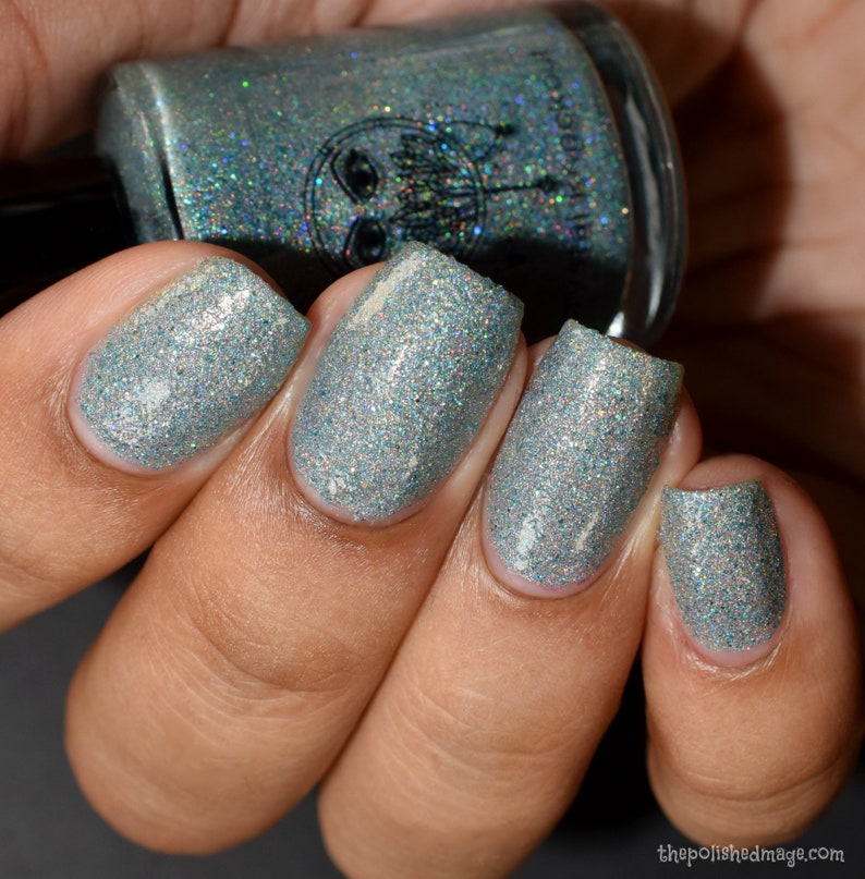 Blue Holographic Glitter Nail Polish Vegan, Reduced Chemical Crystal Knockout Hurricane Party Collection Gifts For Her image 7