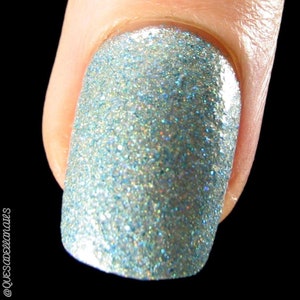 Blue Holographic Glitter Nail Polish Vegan, Reduced Chemical Crystal Knockout Hurricane Party Collection Gifts For Her image 5