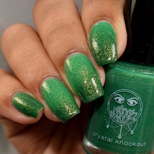 Green Thermal Color Changing Nail Polish - Vegan, Reduced Chemical - Crystal Knockout - Mood Polish - Gifts for Her