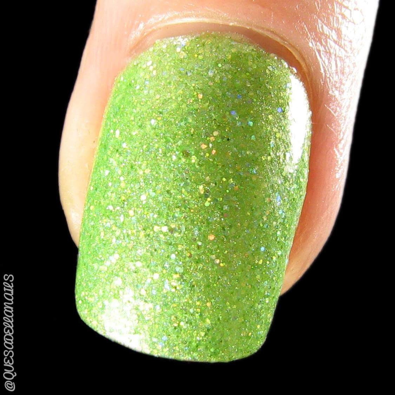 Bright Green Holographic Glitter Nail Polish Vegan Reduced Etsy Ireland