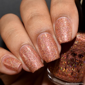 Bright Orange Nail Polish - Vegan, Reduced Chemical - Crystal Knockout - Hurricane Party Collection - Peach Orange - Glitter Nail Polish